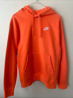 Nike Orange Pullover Hoodie with White Swoosh